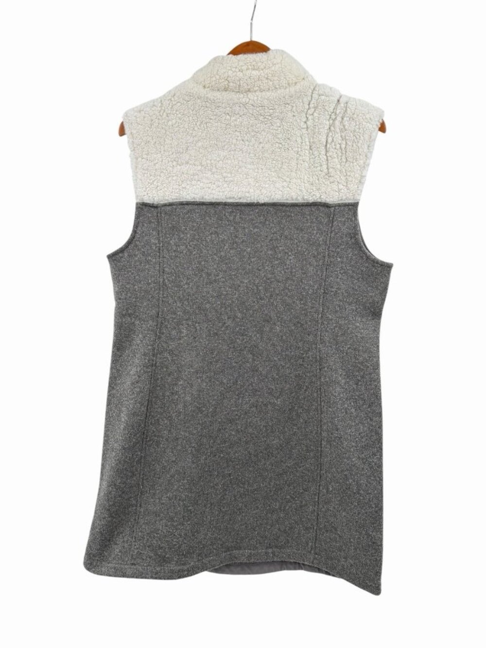TITLE NINE Women's Gray Cream Sherpa Trim Callitrix Fleece Popover Vest XL - Picture 7 of 7